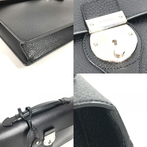 Gucci Handbag Logo Leather Black